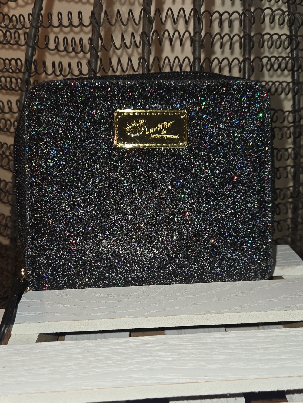 Black Glitter Compact Bag